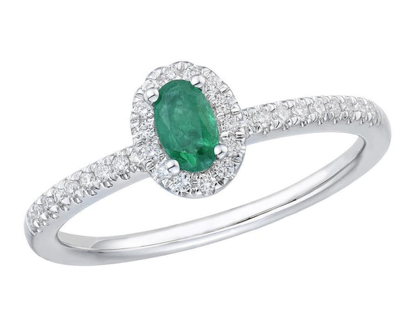 Platinum 0.25ct Emerald and 0.17ct Diamond Cluster Ring