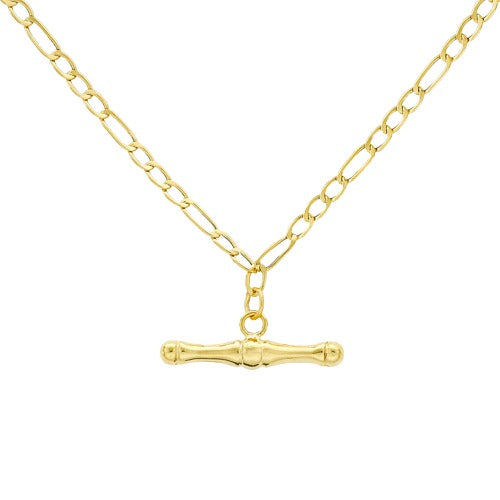 9ct Gold 50 Hollow Figaro T-Bar Necklace