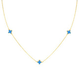 9ct Gold 3 Turquoise Clover Petals Necklace