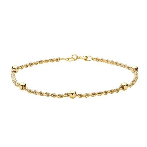 9ct Gold 7" Rope and Ball Chain Bracelet