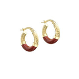9ct Gold Enamel Twist Tube Hoop Creole Earrings