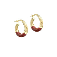 9ct Gold Enamel Twist Tube Hoop Creole Earrings