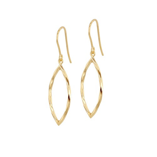 9ct Gold Oval Creole Hoop Earrings