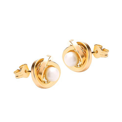 9ct Gold 4mm Freshwater Pearl Knot Stud Earrings
