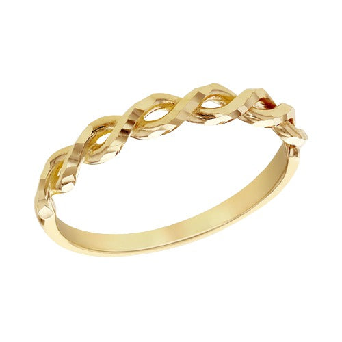 9ct Gold Diamond Cut Half Twist Ring