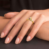 9ct Gold Coloured Stone Claddagh Ring