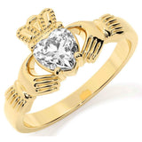 9ct Gold Coloured Stone Claddagh Ring