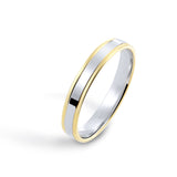 18ct Two Tone Gold Bevelled Edge Wedding Ring