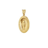 9ct Gold Extra Large Holy Mary Oval Reversible Medal Pendant