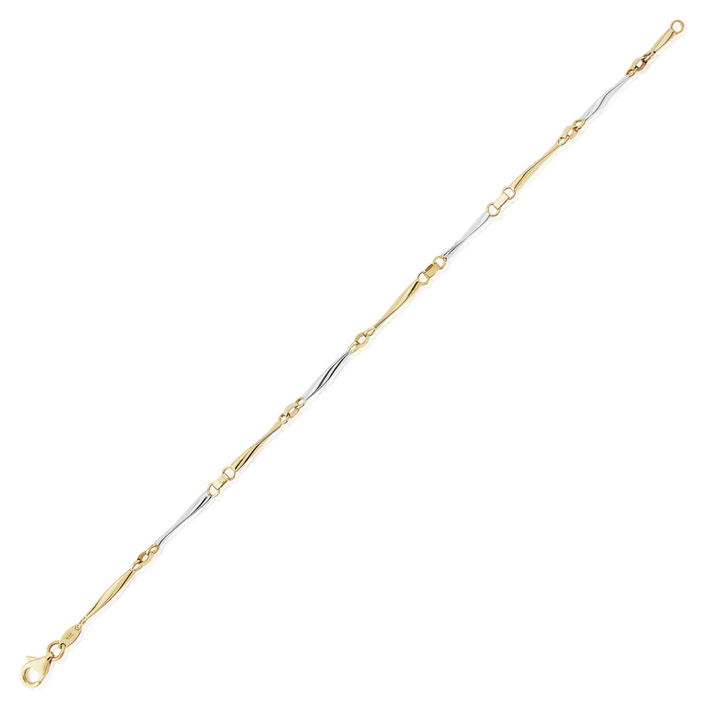 9ct Two Tone Gold 18.5cm Twist Bracelet