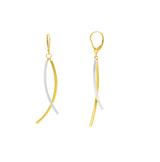 18ct Gold Twisted and Polished Bar Drop Earrings