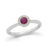 18ct White Gold Diamond and Round Ruby / Sapphire / Emerald Ring