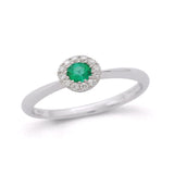 18ct White Gold Diamond and Round Ruby / Sapphire / Emerald Ring