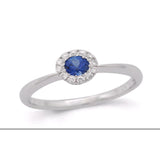 18ct White Gold Diamond and Round Ruby / Sapphire / Emerald Ring