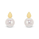9ct Gold Pearshaped Top Cultured Freshwater Pearl Stud Earrings
