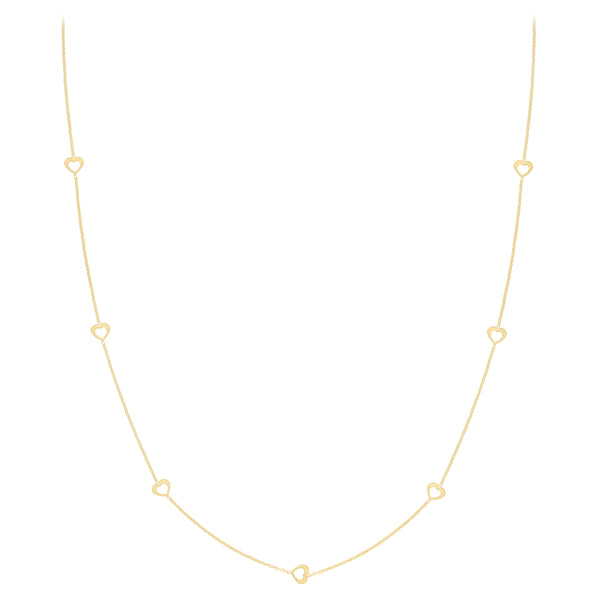 9ct Gold Seven Open Heart Necklace