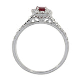 18ct White Gold Diamond & Oval Ruby Cluster Ring