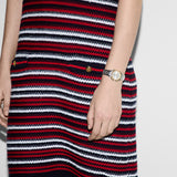 20% OFF - Gucci G-Flat Quartz Silver Steel with Yellow Gold PVD 24mm Ladies Watch YA166503