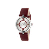 20% OFF - Gucci Model 2000 Quartz Red Leather Strap Silver Dial 30mm Ladies Watch YA167508