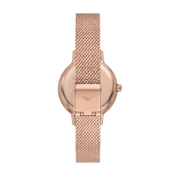 Emporio Armani Cleo Quartz Rose Gold Tone Mesh Bracelet 32mm Ladies Watch AR11512