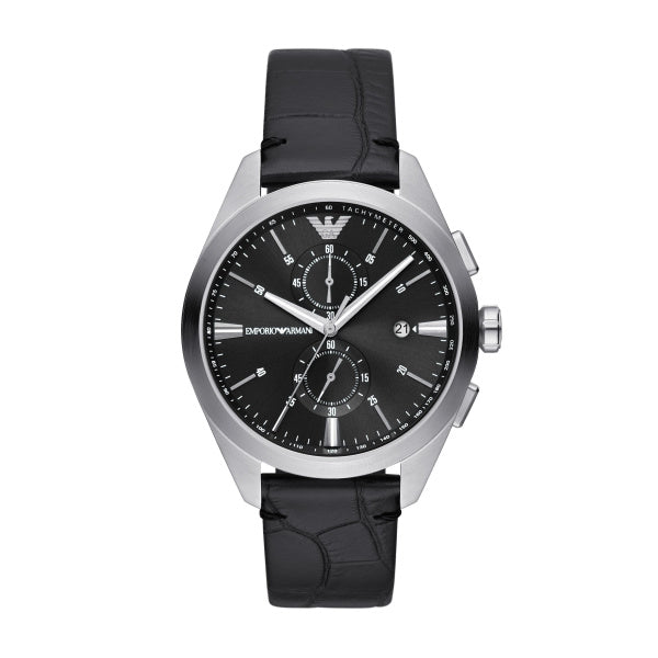 Emporio Armani Claudio Quartz Black Leather Black Dial 43mm Watch AR11542