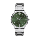 Emporio Armani Ruggero Green Dial Silver Steel 43mm Watch AR11575