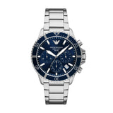 Emporio Armani World Explorer Solar Silver Steel Blue Dial 43mm Watch AR11681