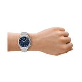 Emporio Armani Carlo Quartz Silver Steel Blue Dial 40mm Watch AR11688
