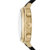 Emporio Armani Carlo Quartz Gold Steel Black Leather 40mm Watch AR11690