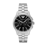 Emporio Armani Dario Quartz Silver Steel Black Dial 42mm Watch AR11691