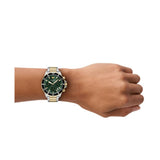 Emporio Armani World Explorer Solar Two Tone Steel Green Dial 43mm Watch AR11695