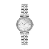 Emporio Armani Gianni T-Bar Quartz Silver Steel Mother of Pearl Dial 32mm Watch AR11701