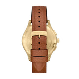 Emporio Armani Dario Quartz Gold Tone Steel Brown Leather Strap 42mm Watch AR11714
