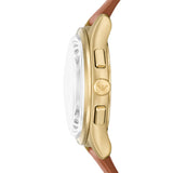 Emporio Armani Dario Quartz Gold Tone Steel Brown Leather Strap 42mm Watch AR11714