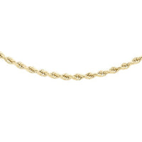9ct Gold Hollow Diamond Cut Rope Chain 20"