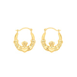 9ct Gold Claddagh Creole Hoop Earrings