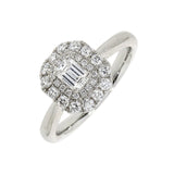 Platinum Emerald Cut Diamond Cluster Ring