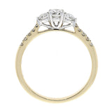 18ct Gold Three Stones Diamond with 0.10ct Diamomd Shoulders Ring