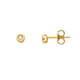 18ct Gold Diamond Rubover Bezel Stud Earrings