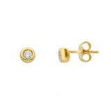 18ct Gold Diamond Rubover Bezel Stud Earrings