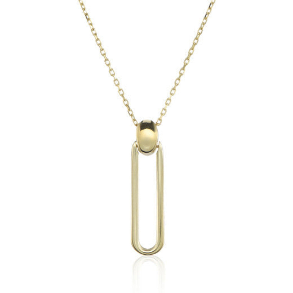Katana 2-tone Paper Clip Initial Necklace, Gold main image 1