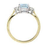 18ct Gold Diamond & Aquamarine Trinity Ring