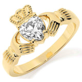 9ct Gold Cubic Zirconia Claddagh Ring