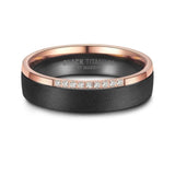 Black Titanium & Rose Gold PVD Edge 5mm Ladies Ring