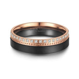 Black Titanium Matted Finish & Rose Gold PVD 5mm Ladies Ring