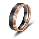 Black Titanium Matted Finish & Rose Gold PVD 5mm Mens Ring
