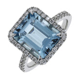 18ct White Gold Diamond & Aquamarine Ring