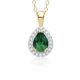 9ct Gold Diamond and Pear Emerald / Ruby Necklace