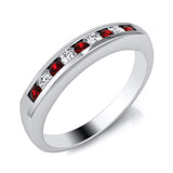 9ct Gold Channel Set Diamond and Sapphire / Ruby / Emerald Ring Band