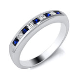 9ct Gold Channel Set Diamond and Sapphire / Ruby / Emerald Ring Band